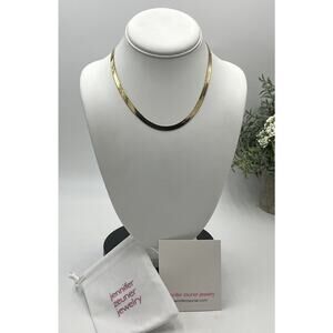 Jennifer Zeuner Karli Yellow Gold Plated Classic Herringbone Necklace‎ New